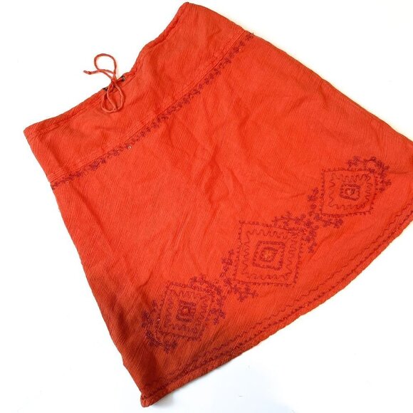 St John's Bay Orange Embroidered 100% cotton boho A line skirt Medium - Picture 1 of 9